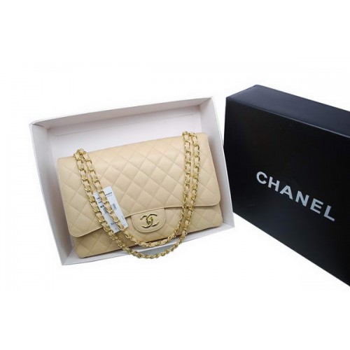 Chanel Maxi Double Flaps Bag A36098 Apricot Original Caviar Leather Gold
