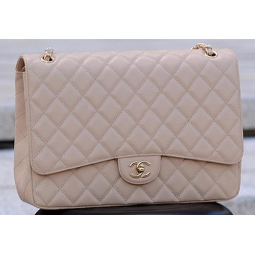 Chanel Maxi gewatteerde klassieke kleptas abrikoos Cannage patroon A58601 goud