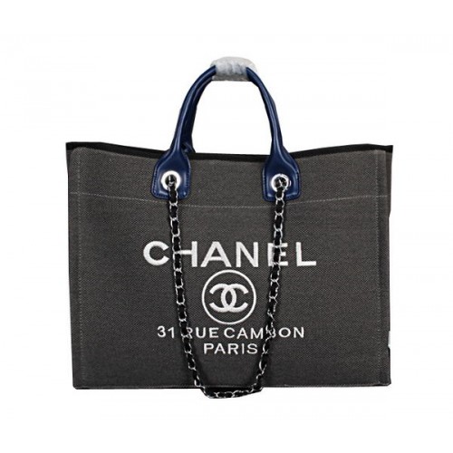Chanel medium canvas boodschappentas A67012 grijs