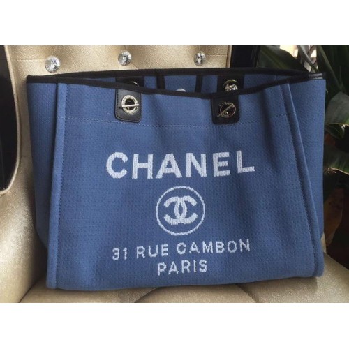 Chanel Medium Canvas Tote Boodschappentas A1679M Blauw