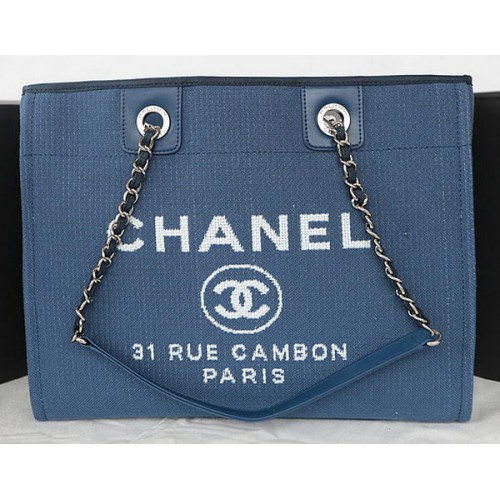 Chanel Medium Canvas Tote Boodschappentas A67001 Blauw