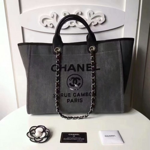 Chanel medium originele canvas lederen draagtas 66941A