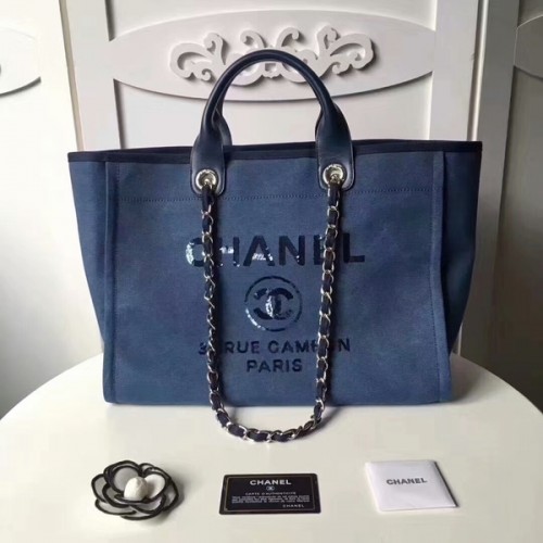 Chanel medium originele canvas lederen draagtas 66941B