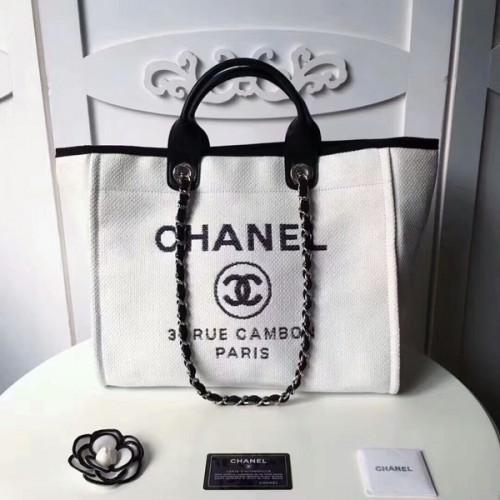 Chanel medium originele canvas lederen draagtas 66941C