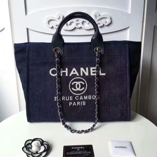 Chanel medium originele canvas lederen draagtas 66941E