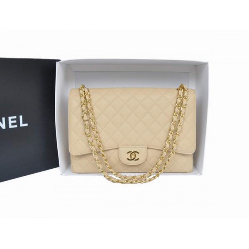 Hot Style Chanel Original Apricot Caviar Leather Jumbo Flap Bag A47600 Goud
