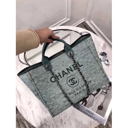 Chanel originele canvas lederen draagtas 92298 groen