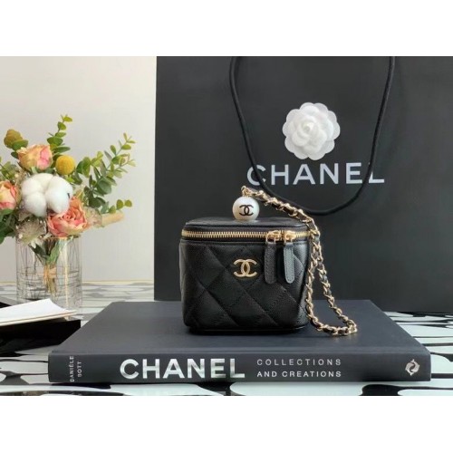 Chanel Original Caviar Leather Cosmetic Bag AP2195 Zwart