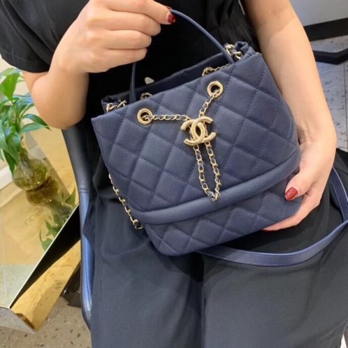 Chanel Original Caviar Leather Sac Hobo Bag AS0894 blauw