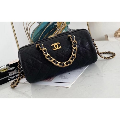 Chanel Originele Cavier Leren Speedy Tas CC3621 Zwart