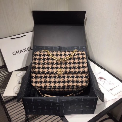Chanel Original Flap Bags Houndstooth A3269 Zwart&Beige