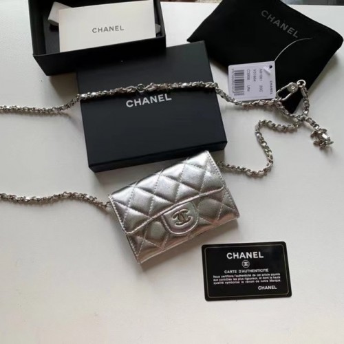 Chanel originele zak van generfd kalfsleer 81081 zilver