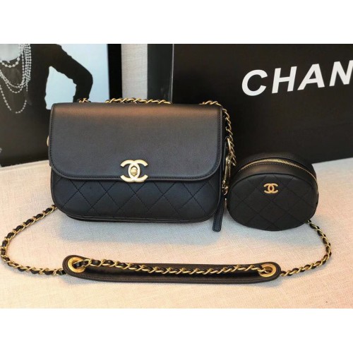 Chanel Originele Leren Tas C5787 Zwart