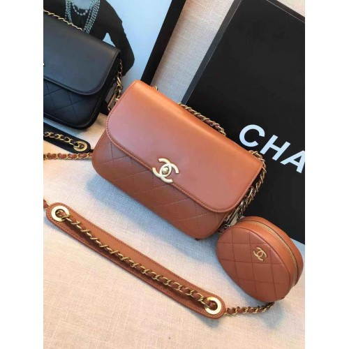 Chanel Originele Leren Tas C5787 Bruin