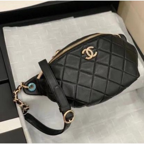 Chanel Originele Leren Heuptas C5398 Zwart