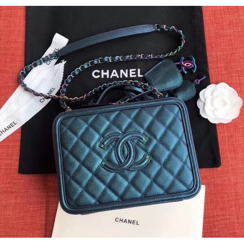 Chanel Original Leather Cosmetic Bag A93343 Blauw
