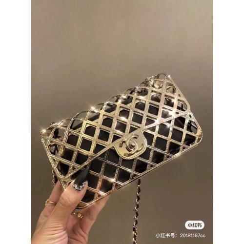 Chanel originele lederen holle tas 1112 goud