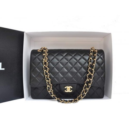 Chanel Original Leather Jumbo Flap Bag A47600 Zwart Goud