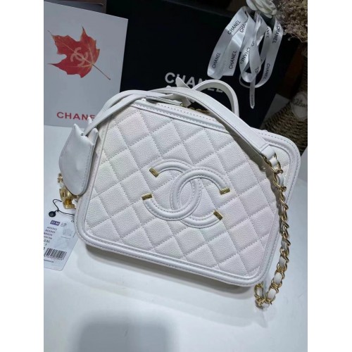 Chanel Original lederen medium toilettas 93443 wit
