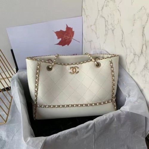 Chanel Original Leren Boodschappentas AS8018 wit