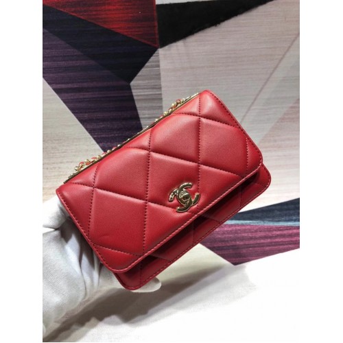 Chanel Original Leren Schoudertas Rood A80982 Goud