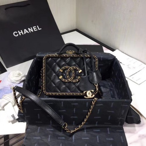 Chanel Original Small Sheepskin toilettas AS1785 zwart