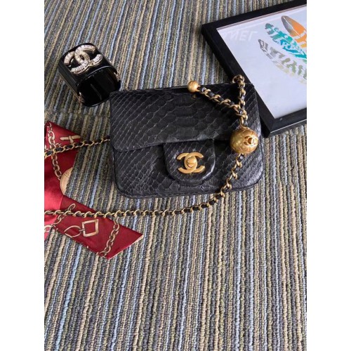 Chanel Original Small Snake skin flap bag AS1115 zwart