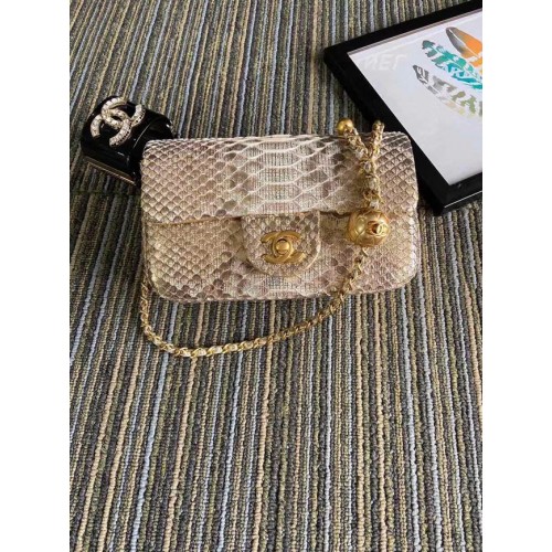 Chanel Original Small Snake skin flap bag AS1116 abrikoos