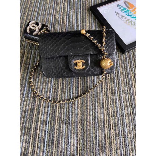 Chanel Original Small Snake skin flap bag AS1116 zwart