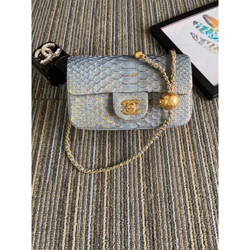 Chanel Original Small Snake skin flap bag AS1116 grijs