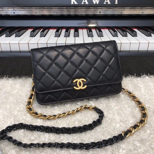 Chanel Original Kleine klassieke flaptas van schapenvacht AP33814 zwart