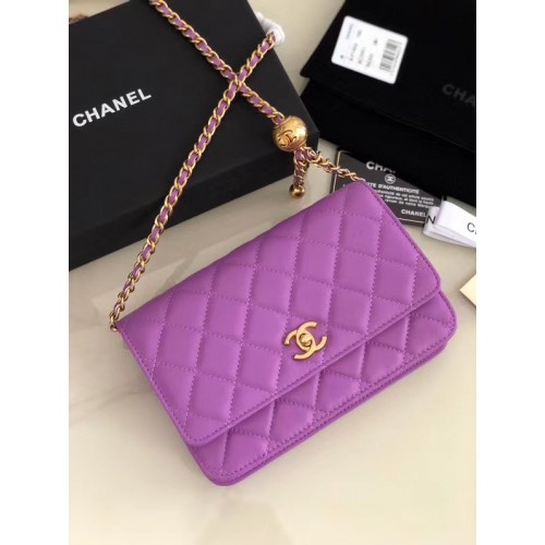 Chanel Original Kleine klassieke flaptas van schapenvacht AS33814 Lavendel
