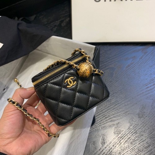 Chanel Original Kleine klassieke kettingbox handtas AP1447 zwart