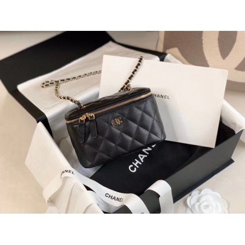 Chanel Original Kleine klassieke kettingbox handtas AP1447 zwart