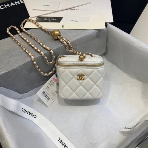 Chanel Original Kleine klassieke kettingdoos handtas AP1447 wit