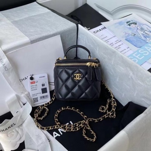 Chanel Original Kleine klassieke kettingbox handtas AP2198 zwart