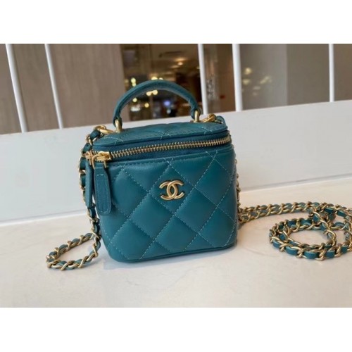 Chanel Original Small classic chain box handtas AP2198 blauw