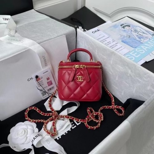 Chanel Original Small classic chain box handtas AP2198 rood