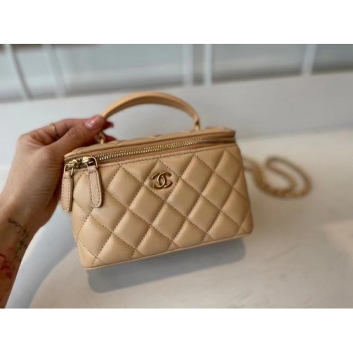 Chanel Original Kleine klassieke kettingdoos handtas AP2199 Abrikoos
