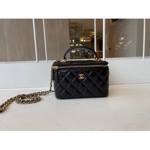 Chanel Original Kleine klassieke kettingbox handtas AP2199 zwart