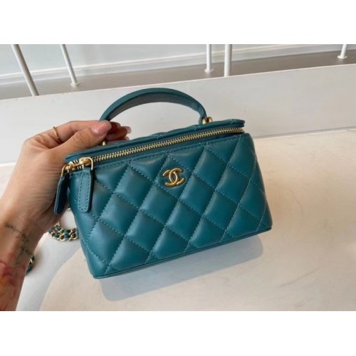 Chanel Original Small classic chain box handtas AP2199 blauw
