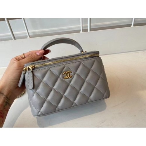Chanel Original Kleine klassieke kettingbox handtas AP2199 grijs