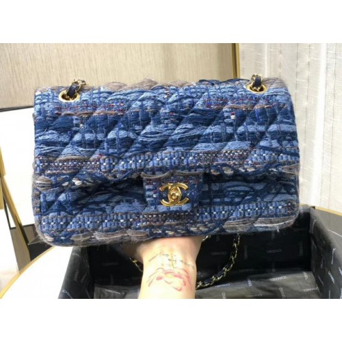 Chanel Original flap bag Twill soft A01112 blauw