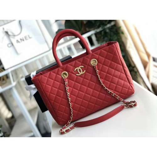 Chanel Original grote boodschappentas Grained Calfskin A93525 rood