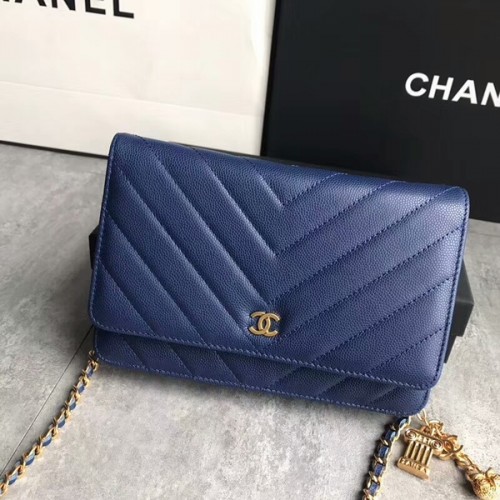 Chanel Uil Hanger Flap Schoudertas Kalfsleer A33814 Blauw
