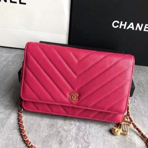 Chanel Uil Hanger Flap Schoudertas Kalfsleer A33814 Roze