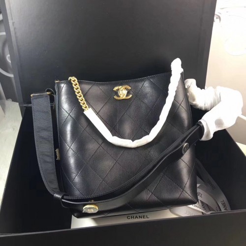 Chanel Retro Bucket Originele Kalfsleren Tas CC62358 Zwart
