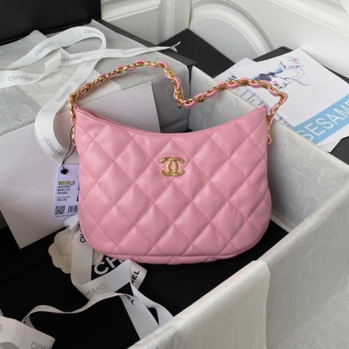 Chanel KLEINE TAS Lamsleer Goudkleurig Metaal AS3562 ROZE