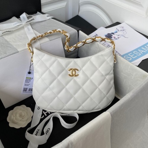 Chanel KLEINE TAS Lamsleer Goudkleurig Metaal AS3562 WIT