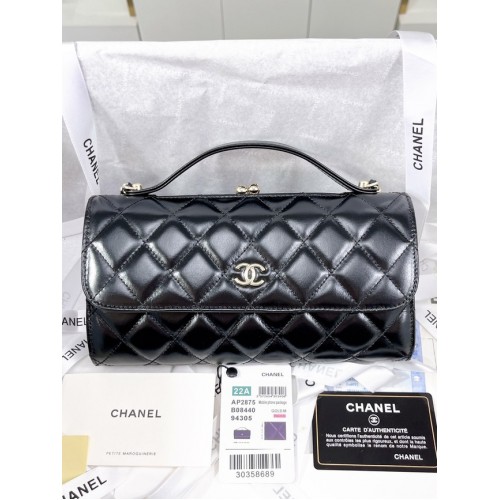 Chanel FLAP TELEFOONHOUDER MET KETTING AS2875 ZWART